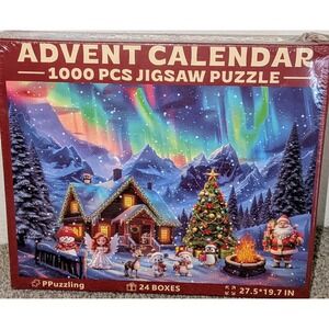 Advent Calendar 1000 Piece Jigsaw Puzzle Christmas Holiday Aurora Night‎ NEW